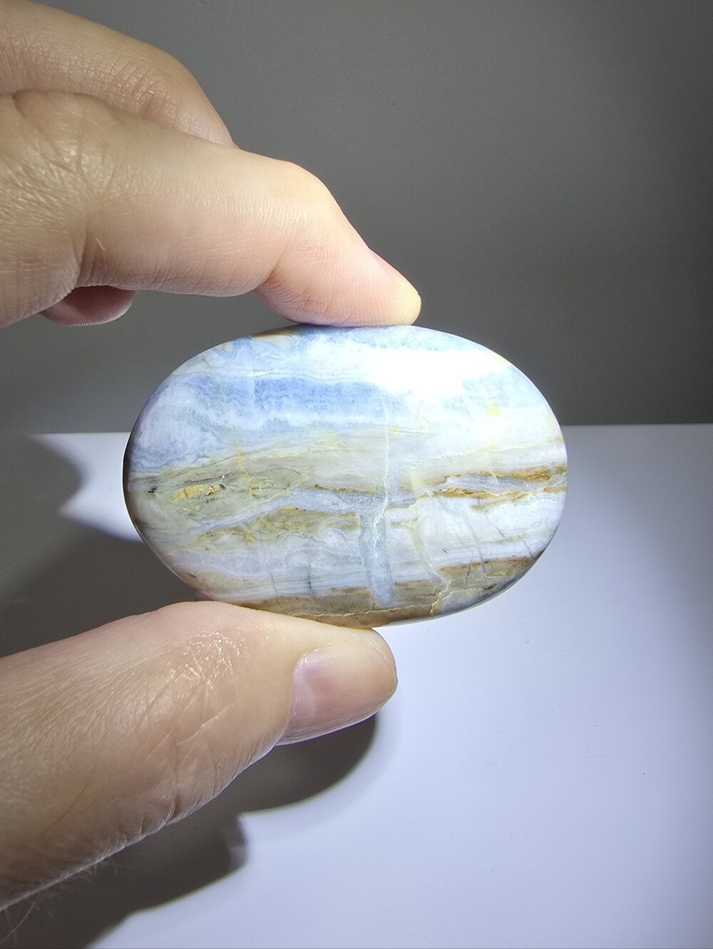 Blue Scheelite Crystal Palmstone